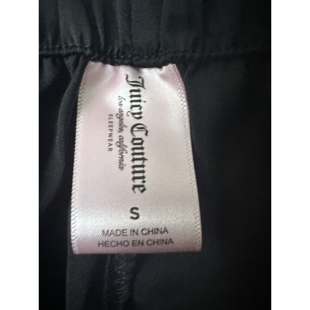 Juicy Couture Women’s Size Small Satin Bling Pajama Sleep Bottom Pants Black New - Picture 5 of 5